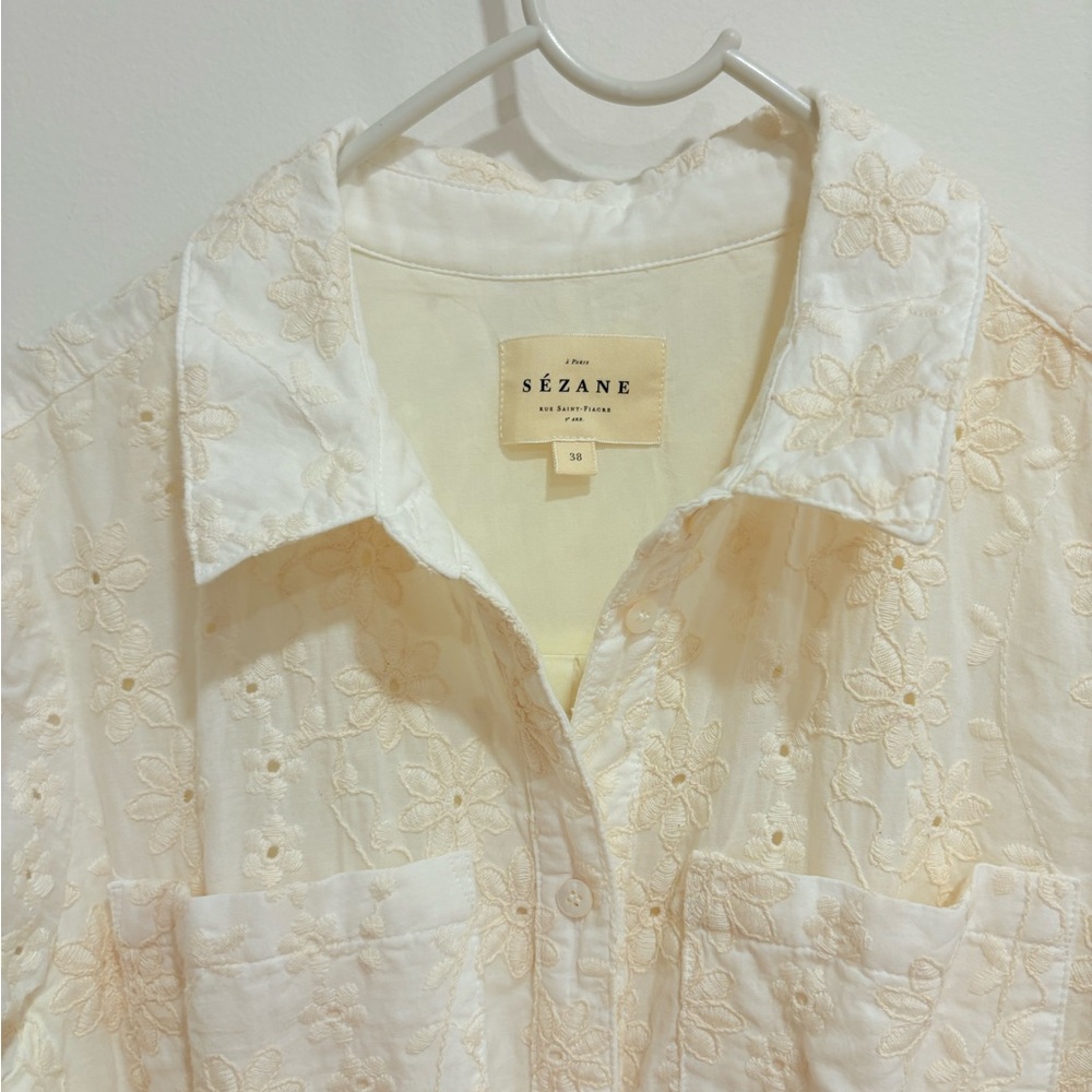 Sézane Cream Floral Embroidered Dress